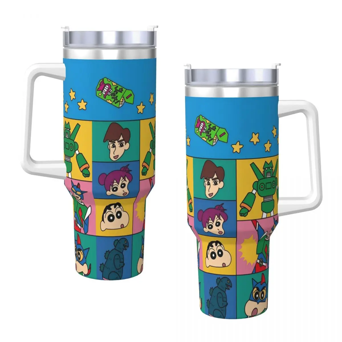 

Stainless Steel Tumbler Crayon Shin-chan Car Mugs With Straws Funny Anime Drink Water Bottle Heat Preservation Large Coffee Mug