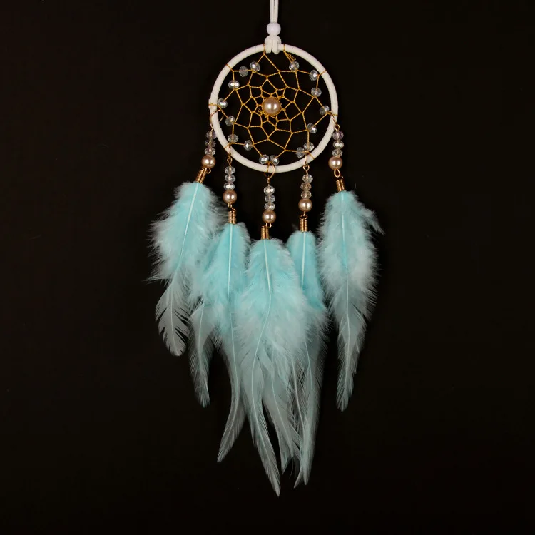 Colorful Hand-woven Feather Dream Catcher  Car Hang Wind Chime Pendant Small  Simple Home Decoration Room Pendant