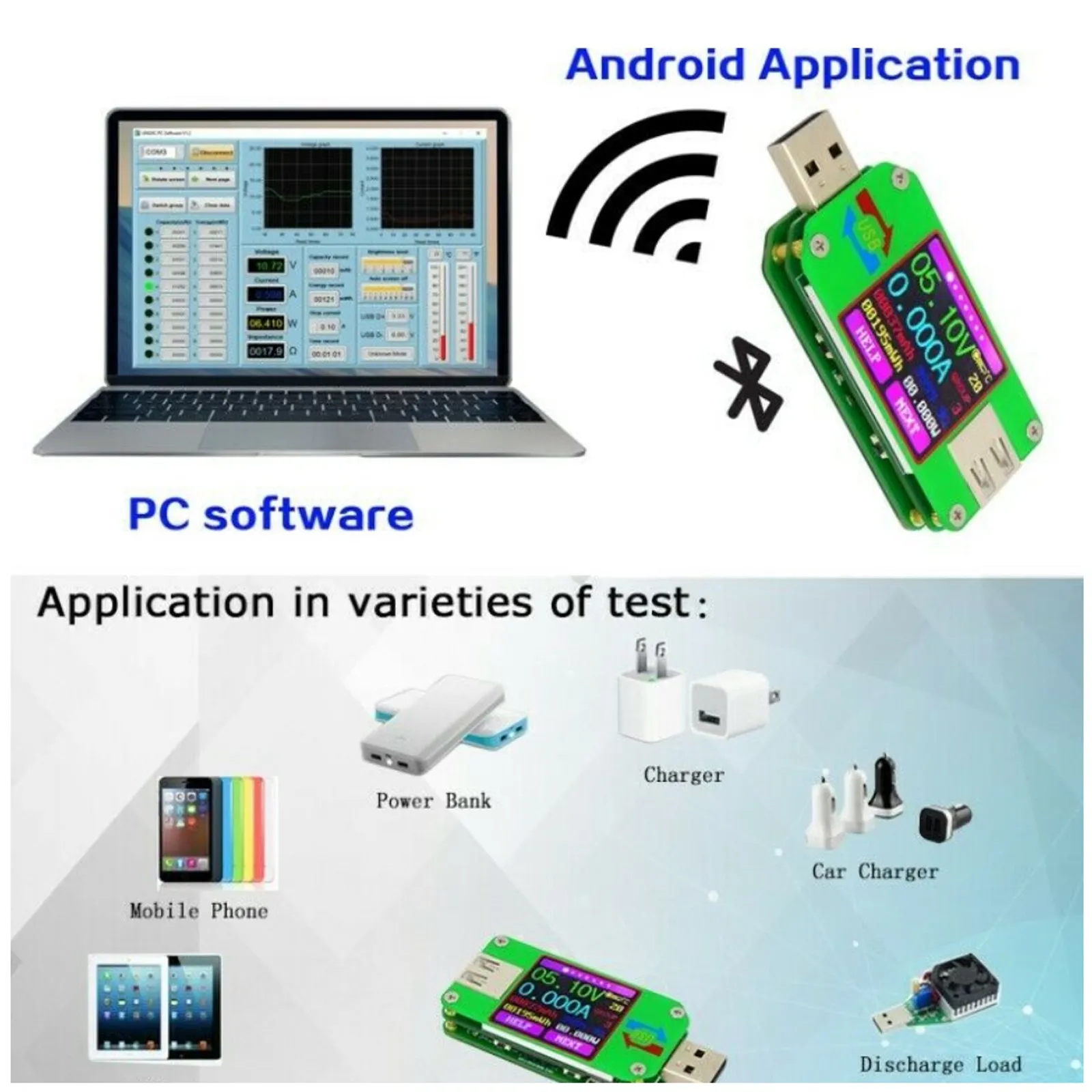 2Hz RUIDENG UM24/UM24C With bluetooth USB 2.0 Color LCD Display Tester Voltage Current Meter 4.50-24.00V Multimeters