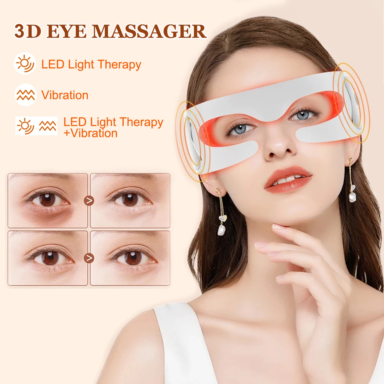 

Vibration Eye Massager LED Light Therapy Anti-Aging Eye Care Fatigue Relief Relaxation Relieve Dark Circle Electric Eye Massager