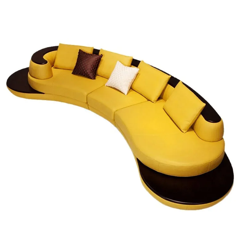Italian curved leather sofa special-shaped high-end sense
