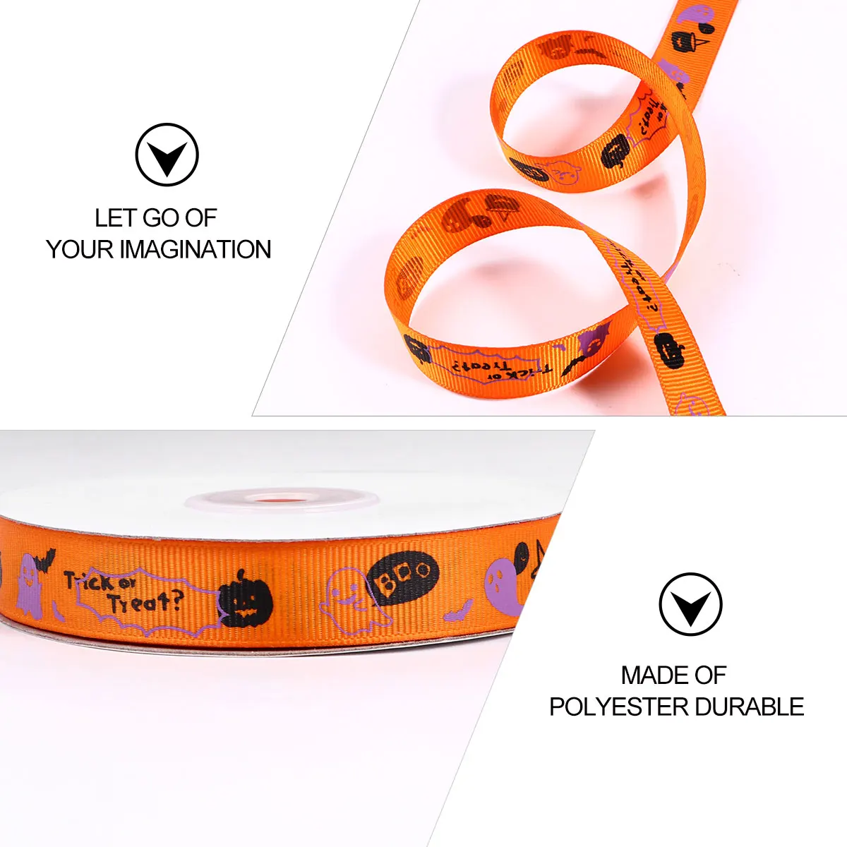 

1 Roll Halloween Wrapping Ribbon Printed Gift Packaging Ribbon For Diy Home Decor Crafts Lightweight Polyester Durable Halloween