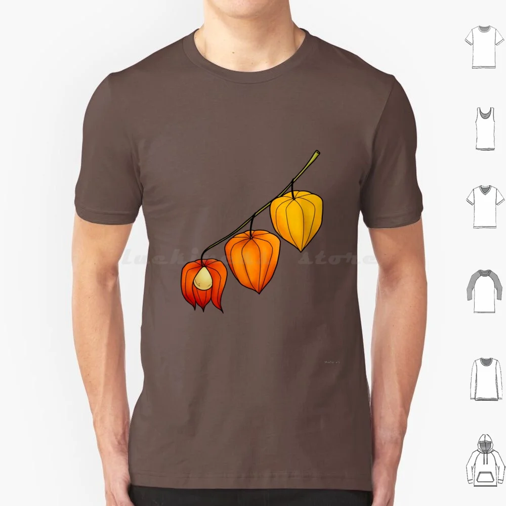 Groundcherry T Shirt 6Xl Cotton Cool Tee Groundcherry Phsalis Nightshade Autumn Botanical Plant Cottage Core Goldenberry