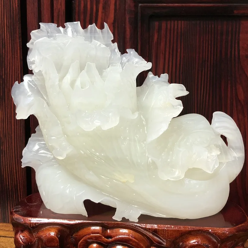 Afghan white jade cabbage ornament, home gift, gift for relatives and friends, jade carving