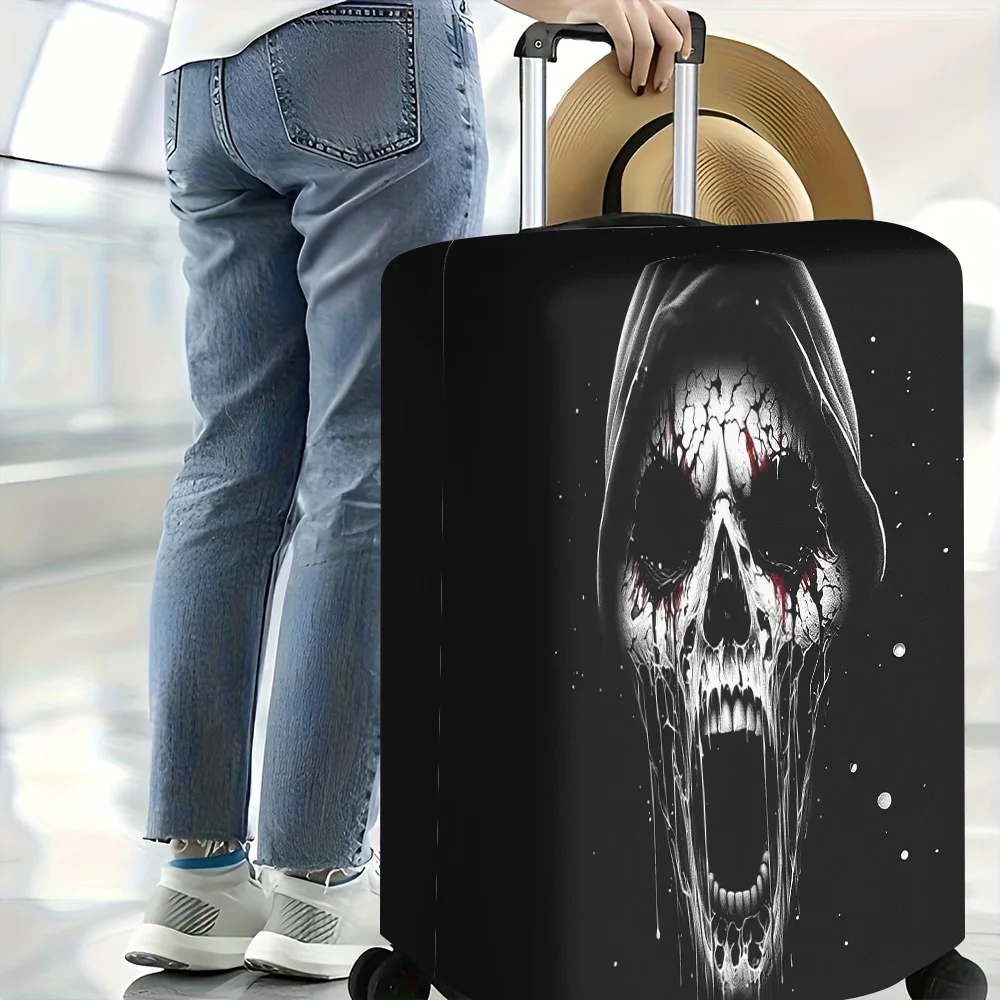 1pc Gothic Skull Print Luggage Cover. Fits 18–32-inch suitcases; effectively protects your suitcase.