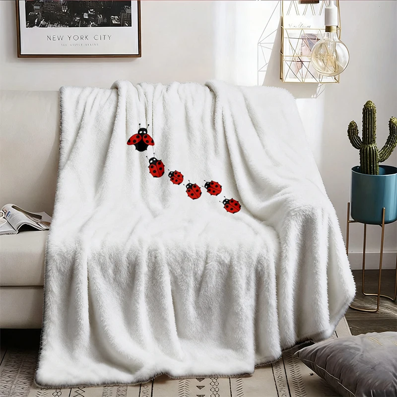 Lady Bug Cozy Blanket, Cute Lady Bug Soft Blanket Warm Blanket, Insect Cottagecore Comfy Blanket, Coquette Flannel Blank