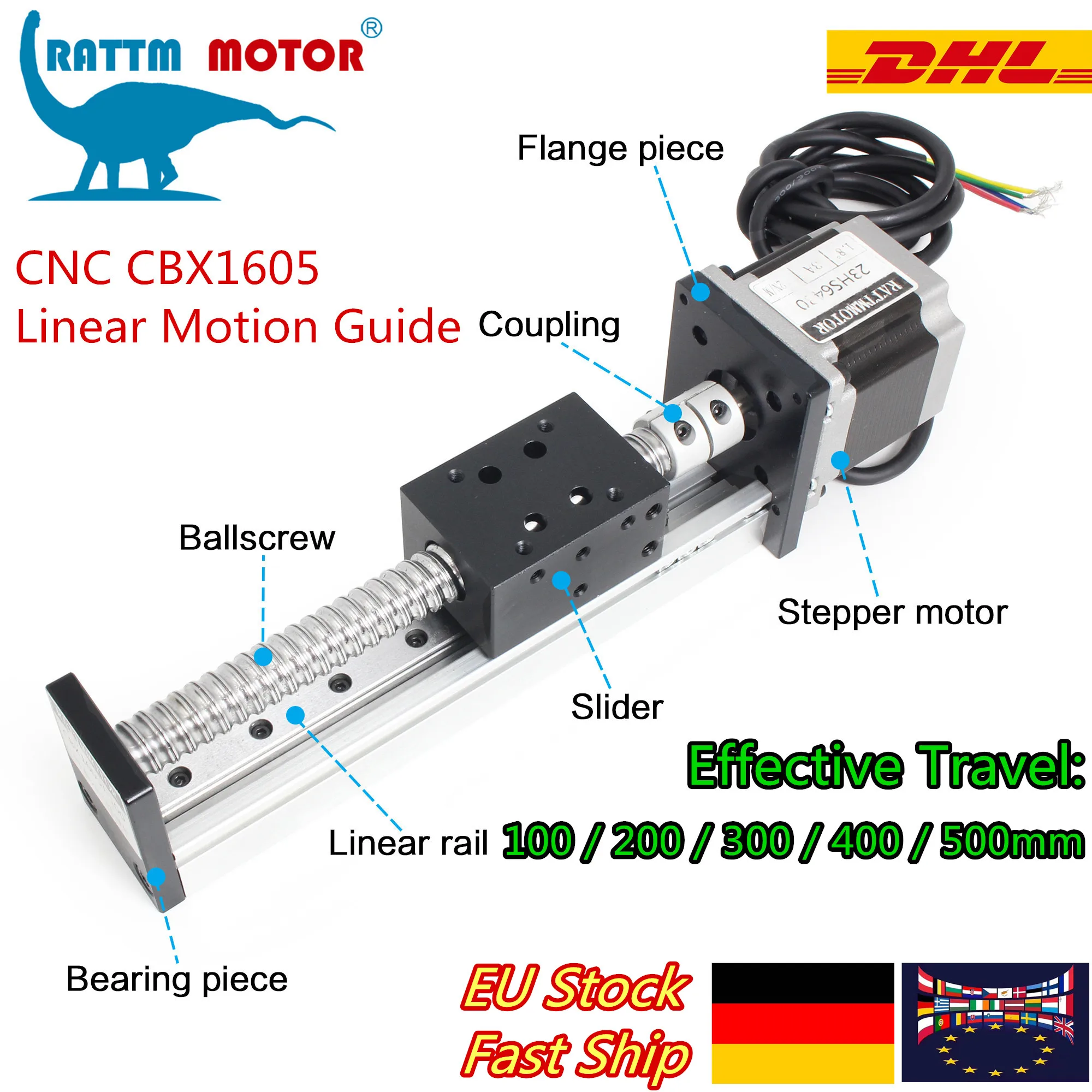 【Disponibilità UE】CBX1605 Tavolo scorrevole per movimento binario con attuatore lineare CNC 100 200 300 400 500mm Vite a ricircolo di sfere SFU 1605