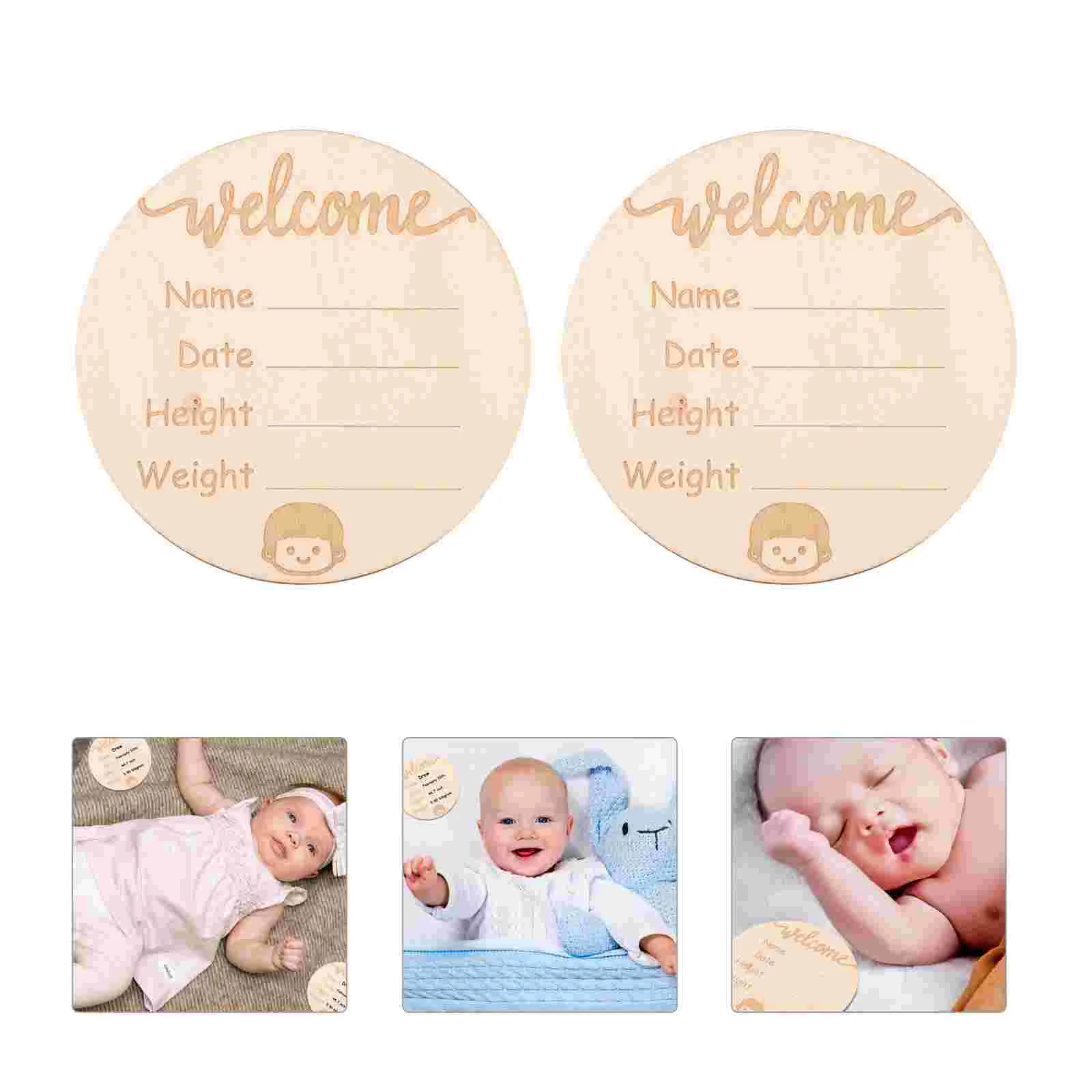 

Baby Name Signs for Nursery Birth Milestone Discs Emblems Cards Wooden Announcement