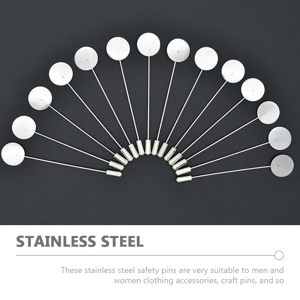 10Pcs Stainless Steel Lapel Pins Round Tray Brooch Pins for Men Women Suit Tie Jacket Corsage Bouquet Boutonniere DIY Costume view 2