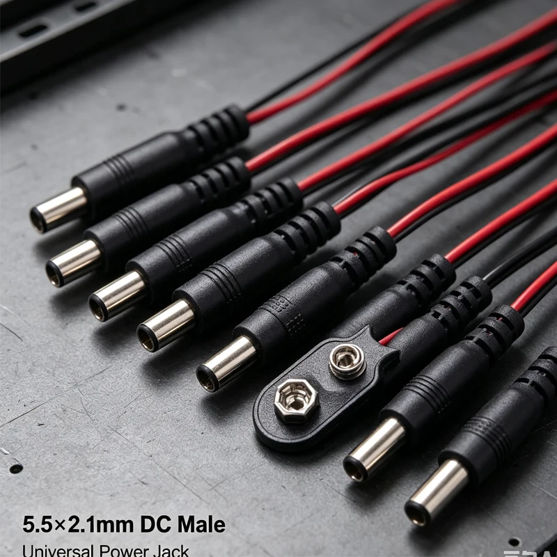 5Pcs 9V Battery Snap Power Cable with 5.5x2.1mm DC Male Plug, 9V Battery Clip Adapter Wire for Arduino Uno R3 Electronic DIY Exp