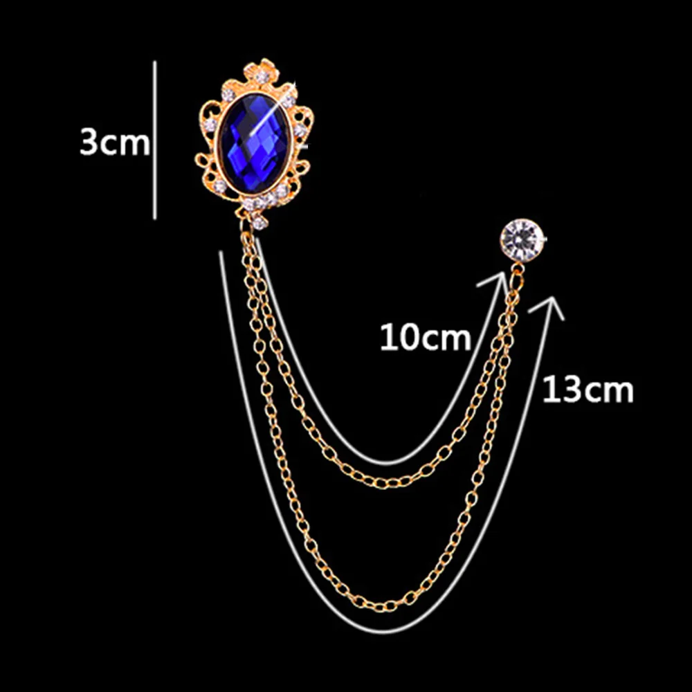 1 Pc. Trendy Men's Suit Brooch Tassel Corsage Host Inlaid Gem Pin Buckle Badge Retro Female Corsage Male Accessories ASLSAW