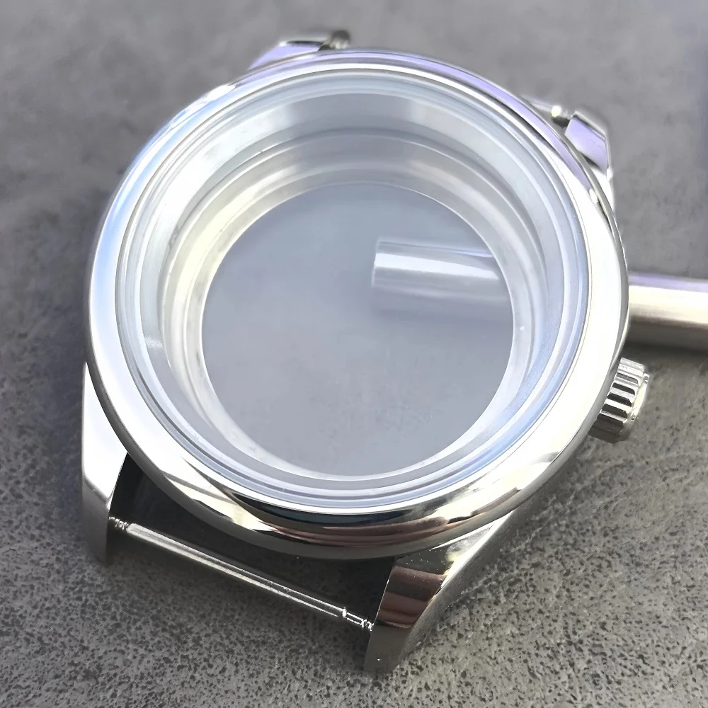 حافظة ساعة من الفولاذ المقاوم للصدأ مقاس 36 مم/39 مم، زجاج كريستال ياقوتي، تكبير التاريخ، متوافقة مع حركات NH35، NH36