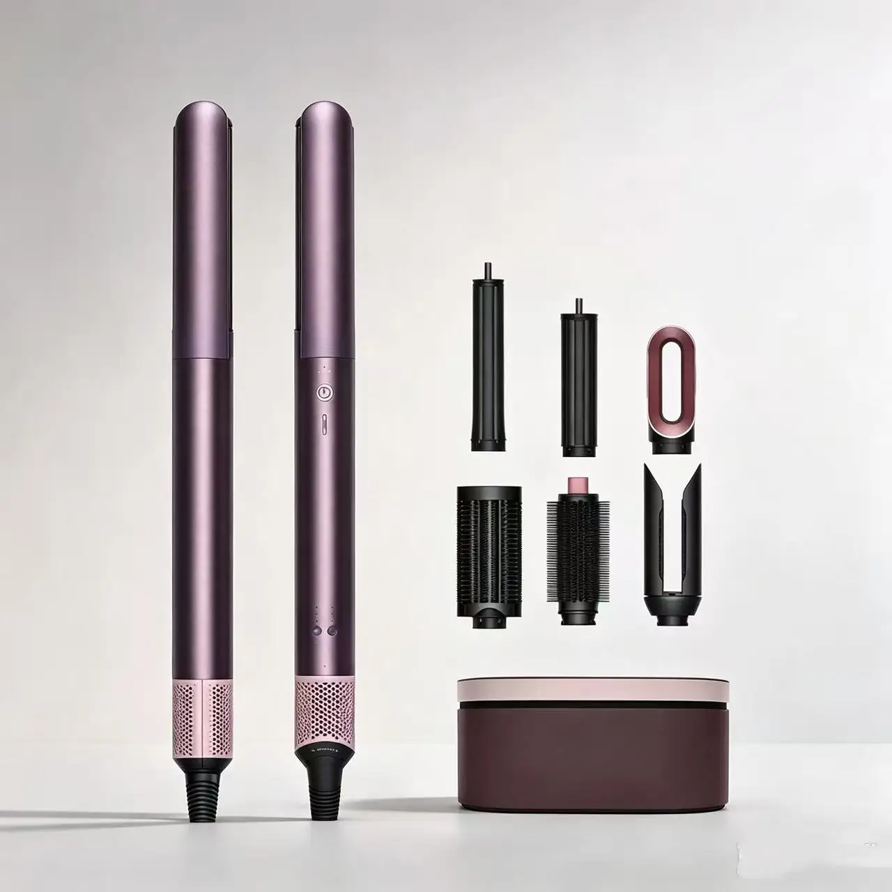 7 in 1 Multi Hair Dryer Styler Auto-Curling Barrel Hot Air Brush Soft Straightening BrushNegative Ion Fast Dry Nozzle Gift Box
