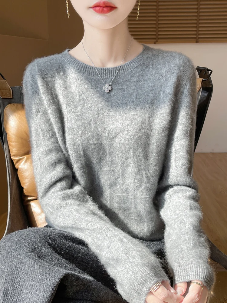 New Arrivals O-neck Hollow Out Autumn Winter Pure Color Women's Pullovers Casual Basic Soft 100% Merino Wool Warm Tops