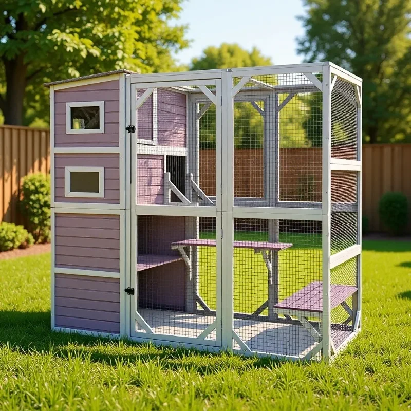 Large Waterproof Outdoor Cat House Balcony Villa Warm Sunscreen Pet Cage Nest for Household Use
