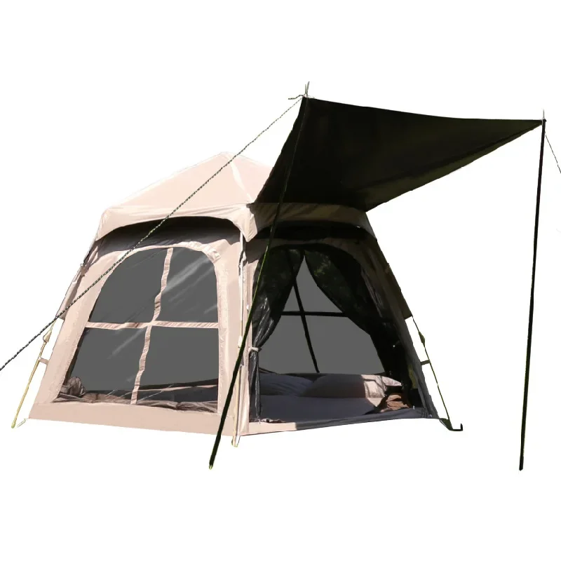 Tent outdoor automatic folding hexagonal portable canopy integrated camping overnight camping