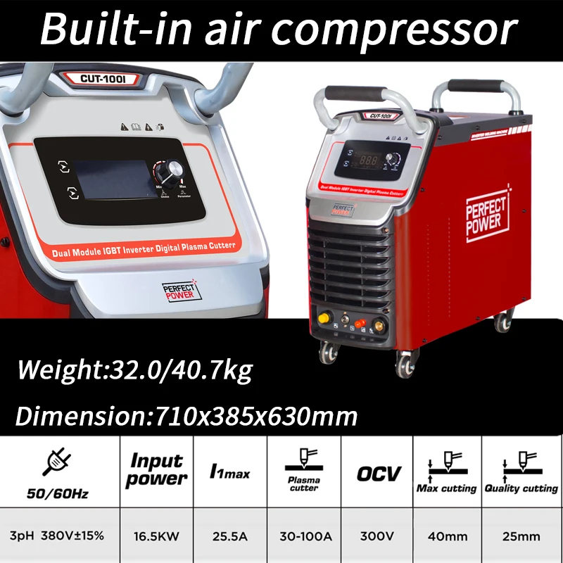 Cortadora de Plasma CNC de alta definición, máquina portátil de corte por Plasma, CUT-100I, cortador de Metal de 40mm, entrega rápida