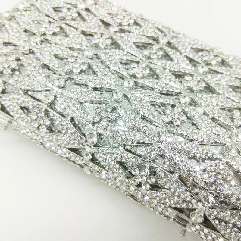 Boutique De FGG Luxury Crystal Clutch Evening Bags for Women Formal Party Silver Rhinestone Minaudiere Handbags and Purses - view 3