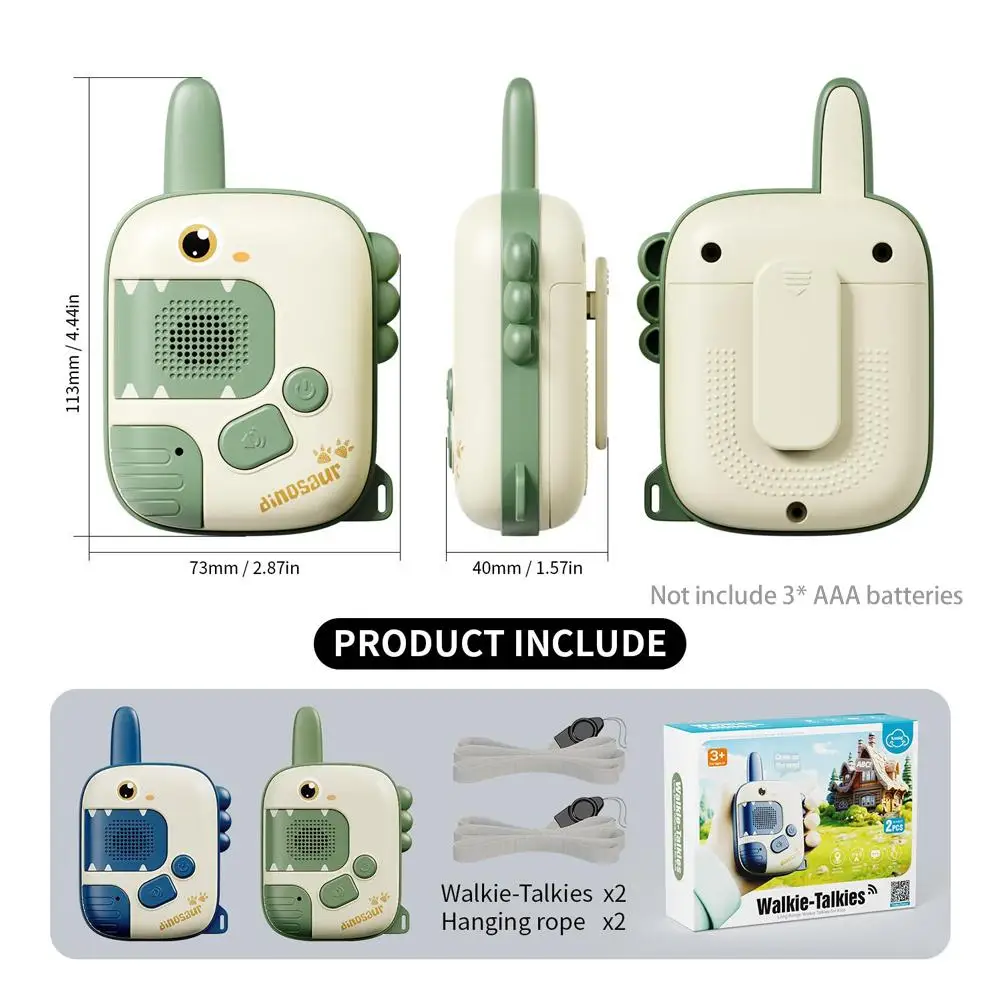 Kinderwalkietalkies, dinosaurusvormig, geschikt voor kampeer- en buitenspellen en ideale cadeaus voor jongens en meisjes.