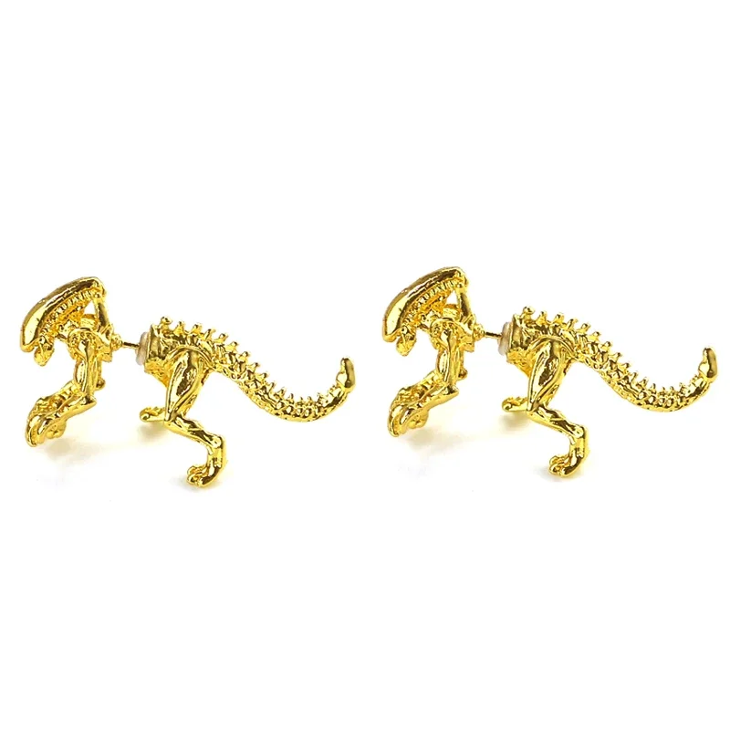 Cool Alien Earrings Black Enamel Stud Earrings For Women Animal Piercing Ear 3D Scary Dinosaur Earrings Jewelry Gifts image 3