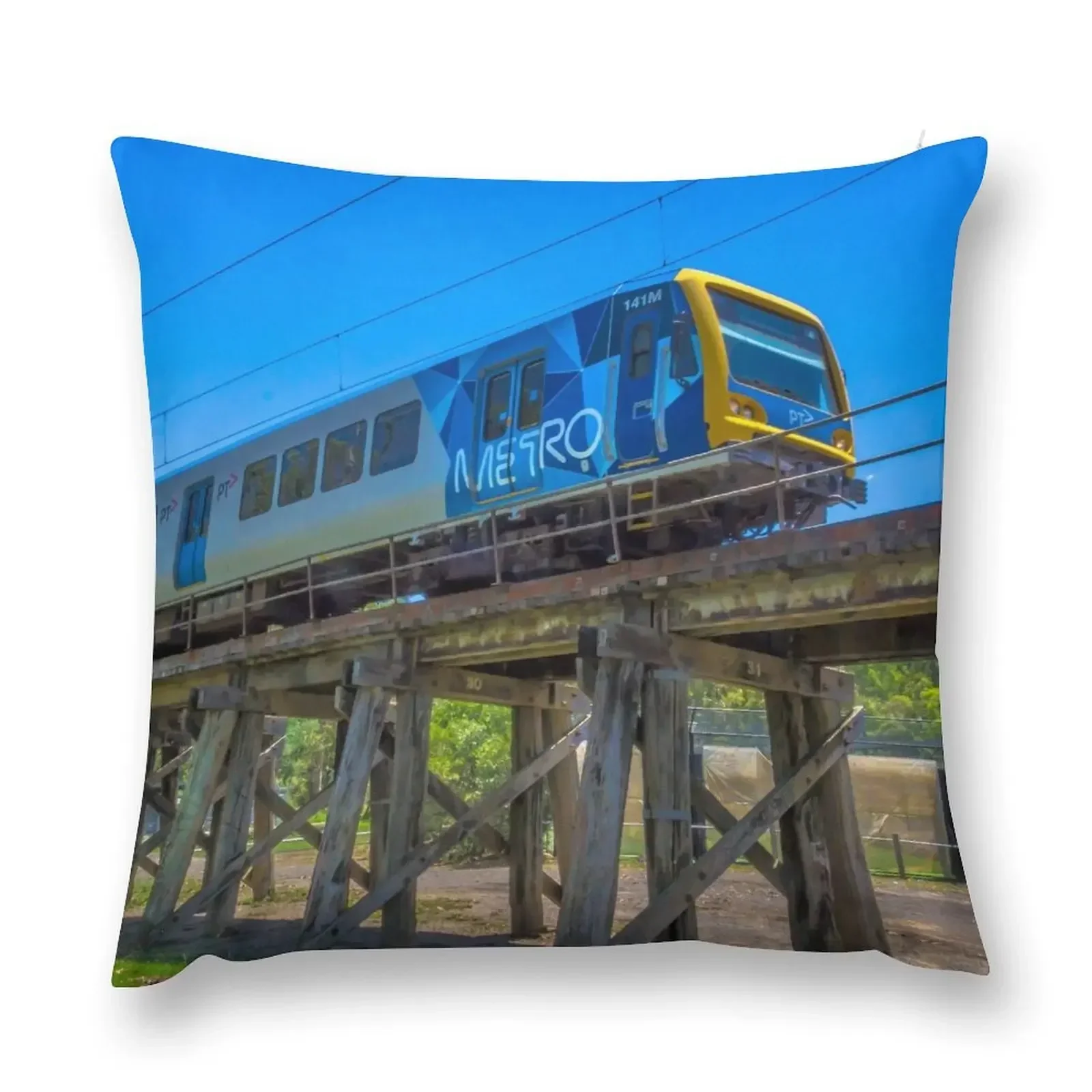 Elevated Metro Train Eltham Bound Throw Pillow Christmas Covers For Cushions Custom Cushion Photo pillow