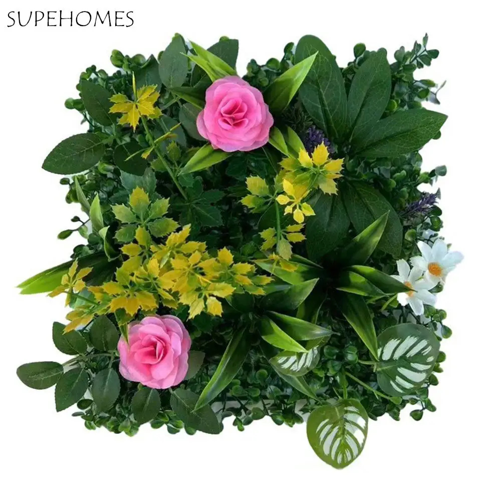 

DIY Artificial Plant Wall Panel Sunflower Flower Artificial Eucalyptus Carpet No Watering UV Protection Artificial Fern Grass