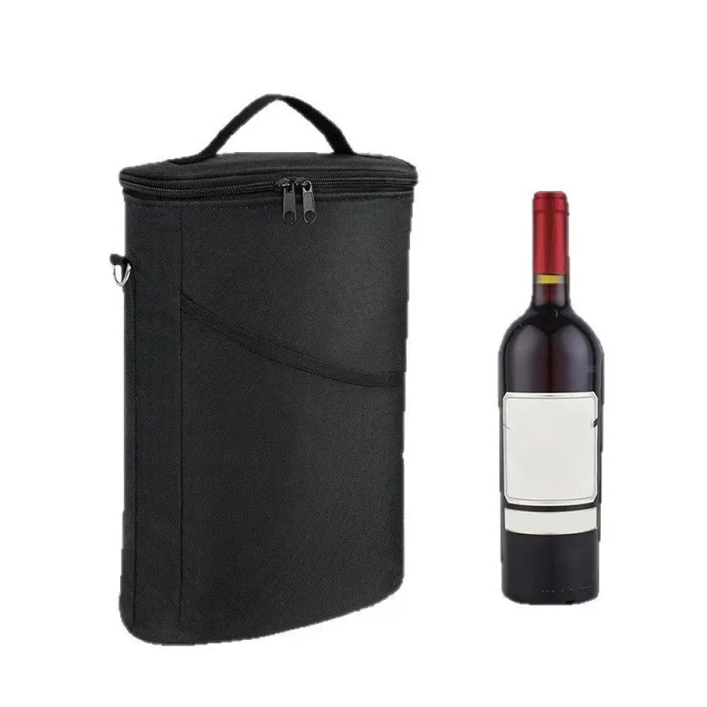 Black Wine Cooling Tote Bag Insulated Leakproof Padded Protection Handbag Portable Carrier For Travel Picnic Party Gift
