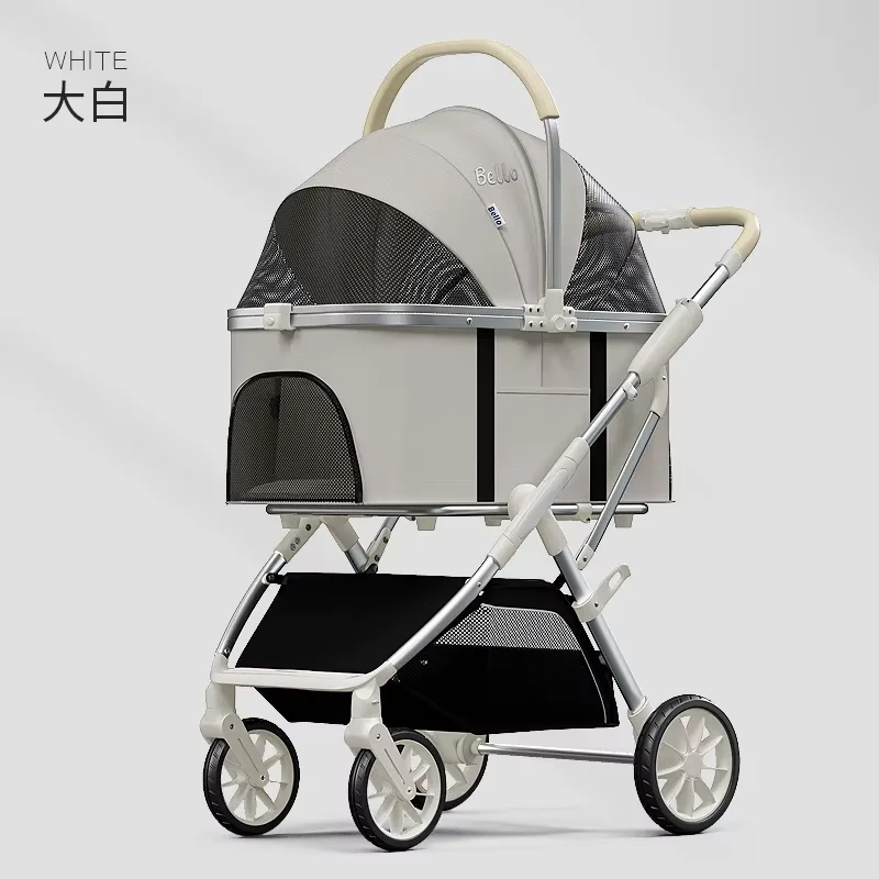 

Small Size 4-Wheel Aluminium Frame Pet Stroller With Detachable Carrier Foldable Travel Dog Bag For Car Dogs Cats Other Animals