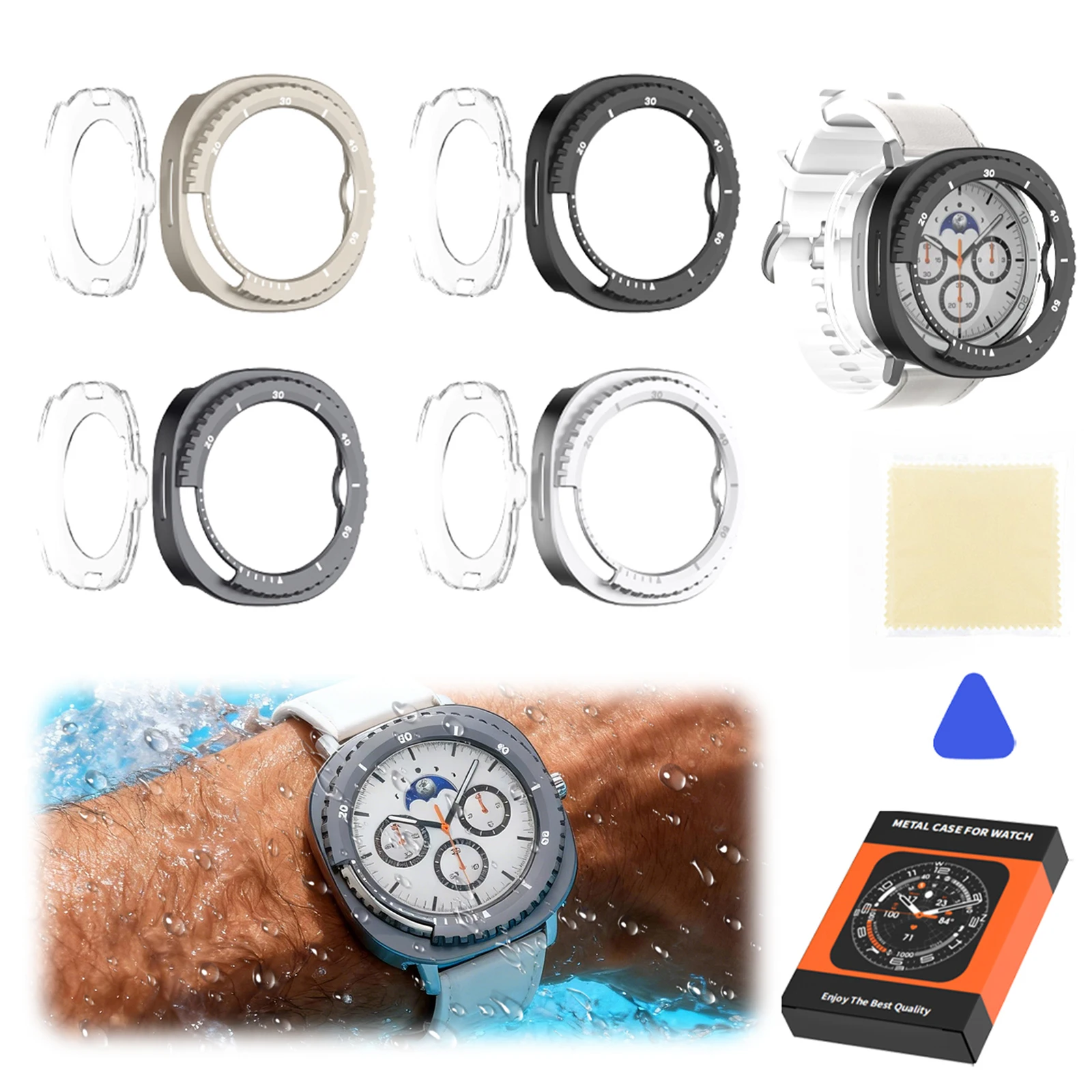 

Металлический защитный чехол для умных часов Galaxy Watch8 Classic 46 мм, устойчивый к износу, защитная металлическая накладка, подарок для друзей