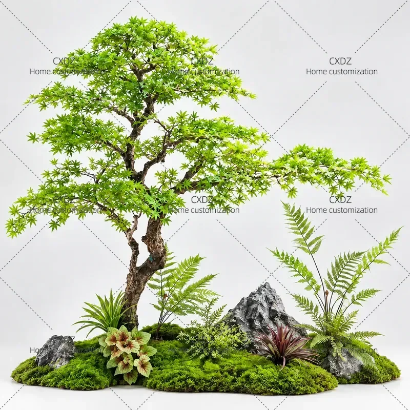 High Grade Artificial Maple Green Plant Indoor Simulation Banyan Tree Large Fake Decorative Tree Simple Landscape for Window
