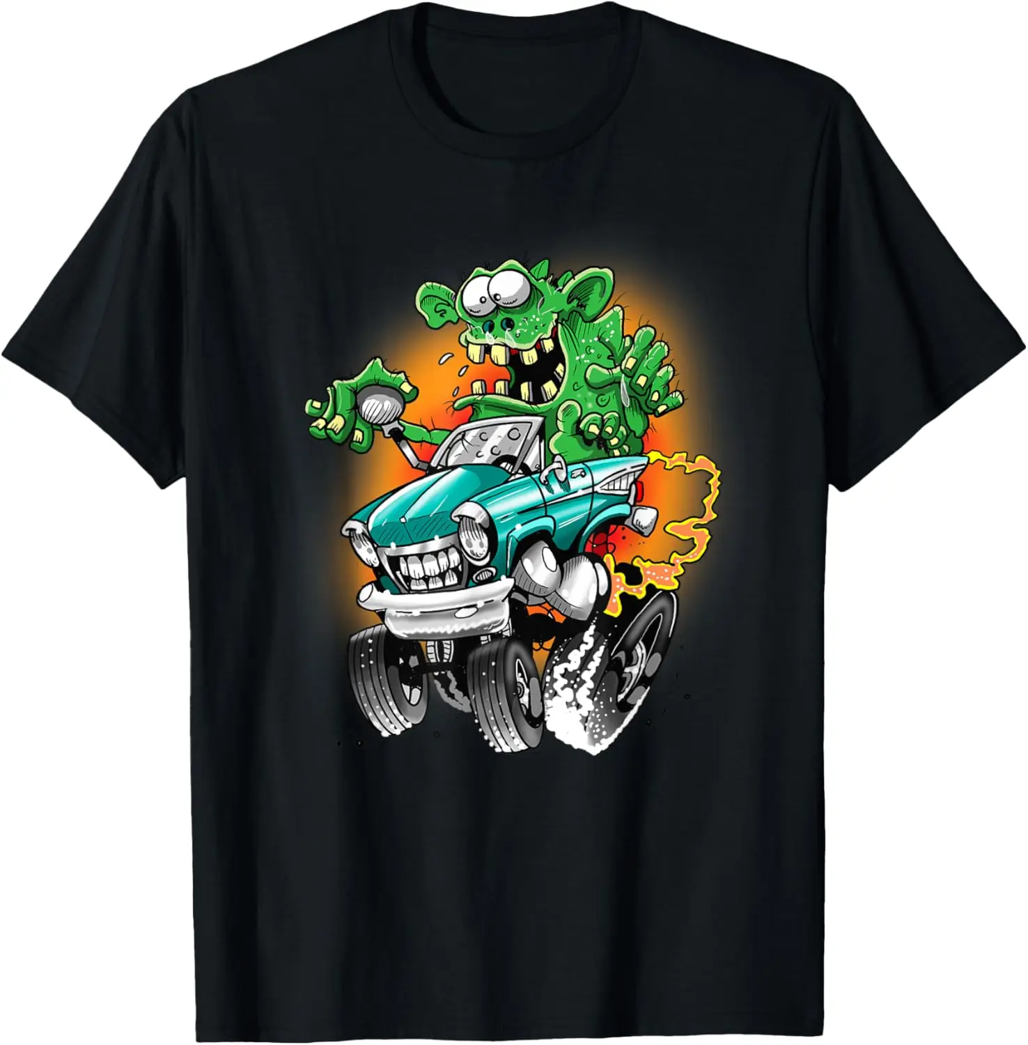 Rat Monster 55 Street Racing Gasser Hot Rod Funny T-Shirt 100% Cotton Trendy Y2K Short-Sleeve Tee – Soft, Quick-Drying,  Wrinkle Resistant Light Cotton Graphic Tshirt Soft Stretchy Casual Summer Short Sleeve