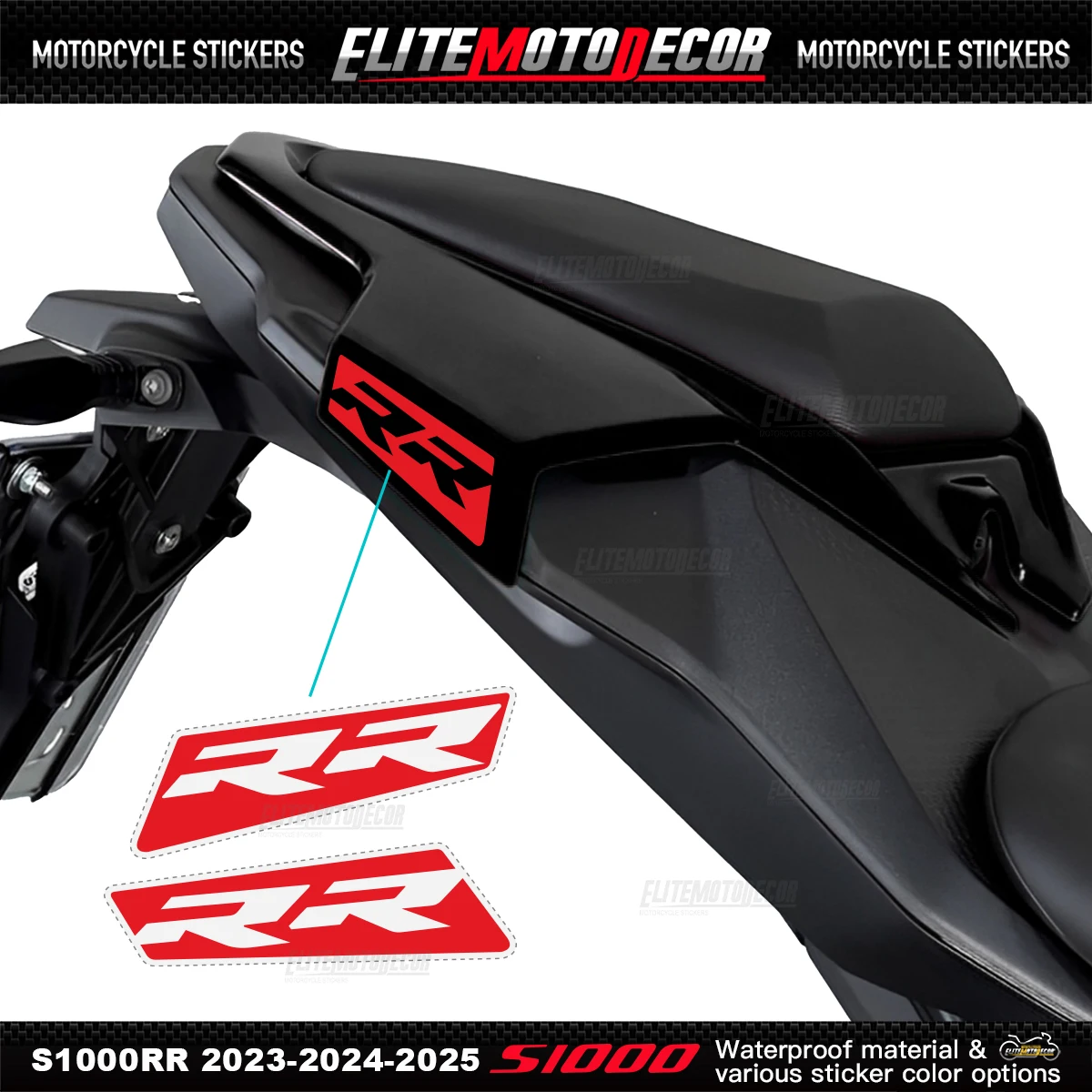 For S1000RR 2023 2024 2025 RR hollow Rear Seat Sticker Rear Hump Tail Sticker S1000RR 2024 Motorcycle Sticker Decal