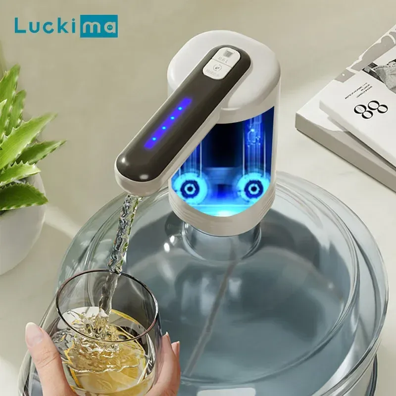  Double Pumps Powerful Automatic Water Dispenser Portable Water Gallon Bottle Switch Pump USB Charging for Home Kitchen Office 