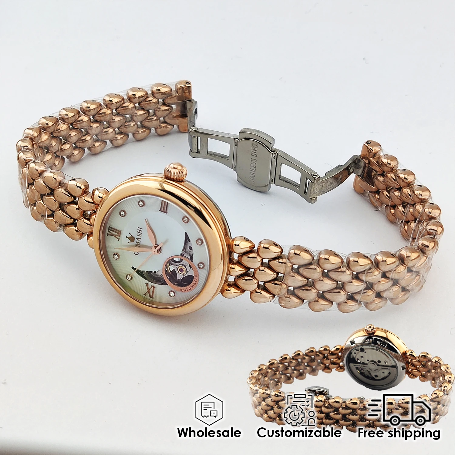 Orologio da donna da 32,5 mm Miyota 82so movimento meccanico automatico vetro zaffiro squisito orologio da donna regalo
