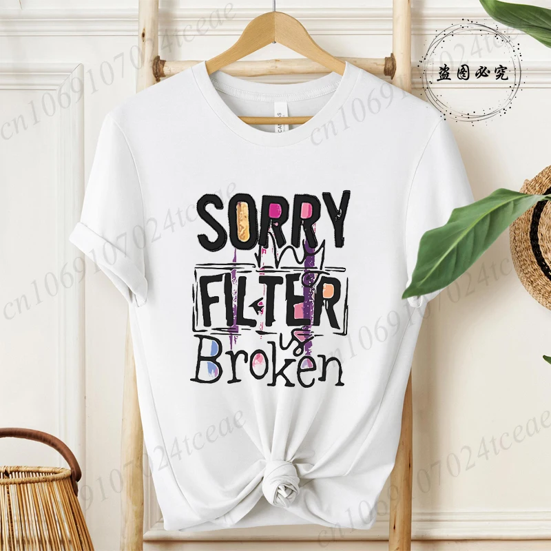 Sorry Broken Print Women's T-Shirt,Graphic Tee Tops,short Sleeve T-Shirts,summer Fashion Shirts,Casual Streetwear Fashion Tops