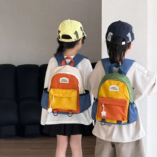 Imagen 2 del producto Nuevo Mochila para niños con bloques de Color, bolso escolar ligero para guardería, para niños y niñas, viajes, ocio al aire libre