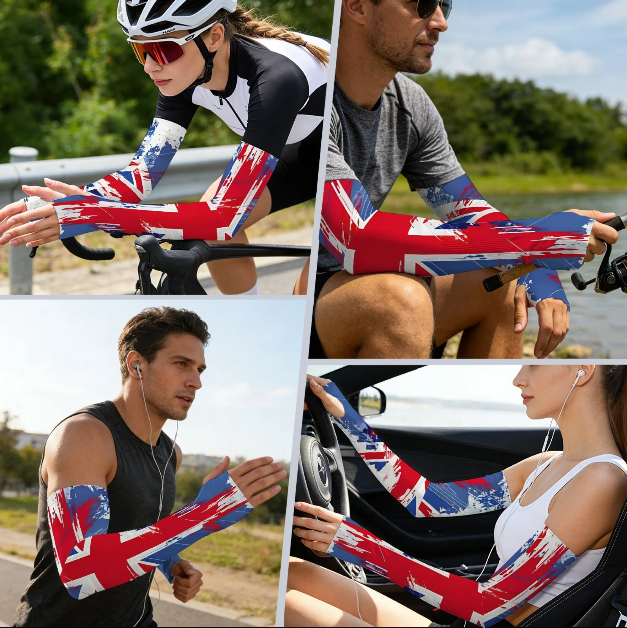 

Union Jack Print Arm Sleeves Breathable Skin-friendly Non-slip Sleeves Stylish Outdoor Fishing Running and Cycling Sleeves