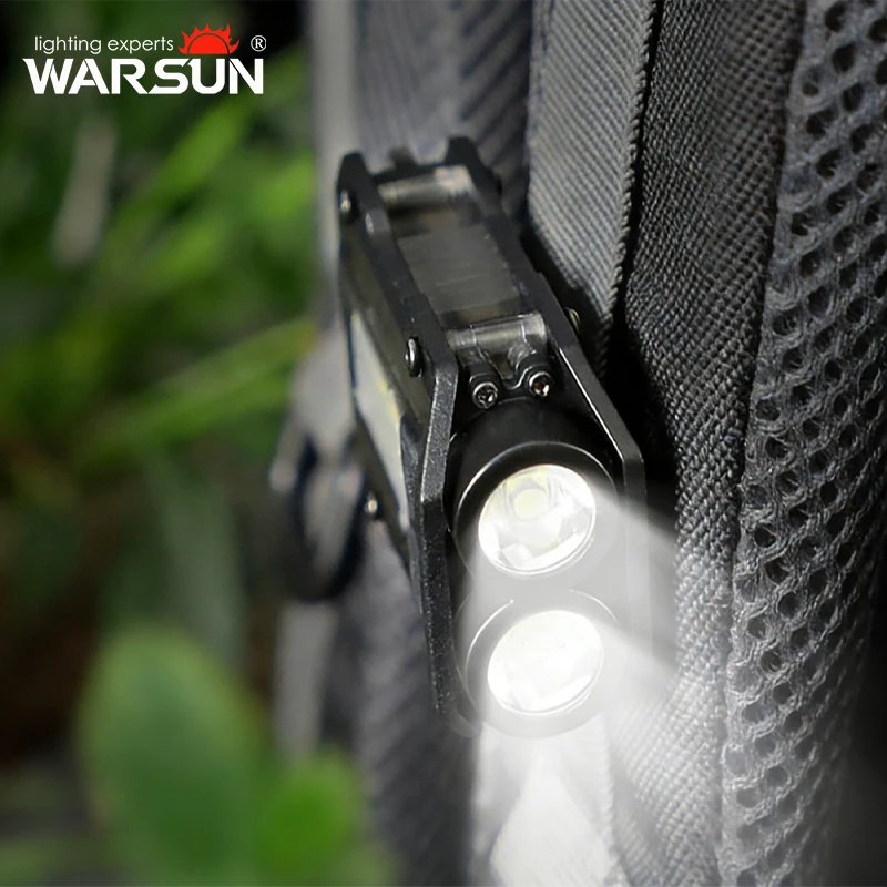 WARSUN SQ10 Portable Mini Keychain Light LED High Bright Flashlight Dual Light Source Camping Fishing Multi-function Tool Torch
