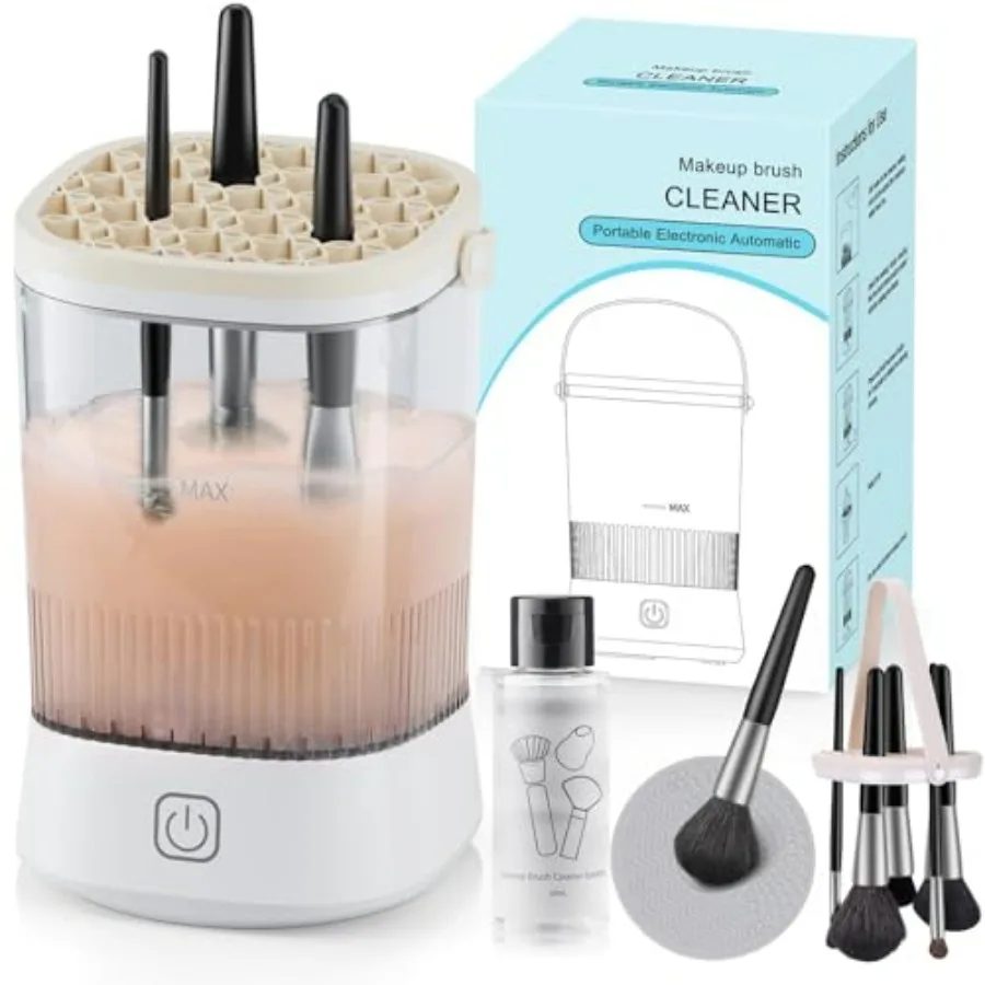 

Electric Makeup Brush Cleaner - 12000 RPM Makeup Brush Cleaning Machine, IP65 Waterproof Automatic Makeup Brush Cleaner with Cl