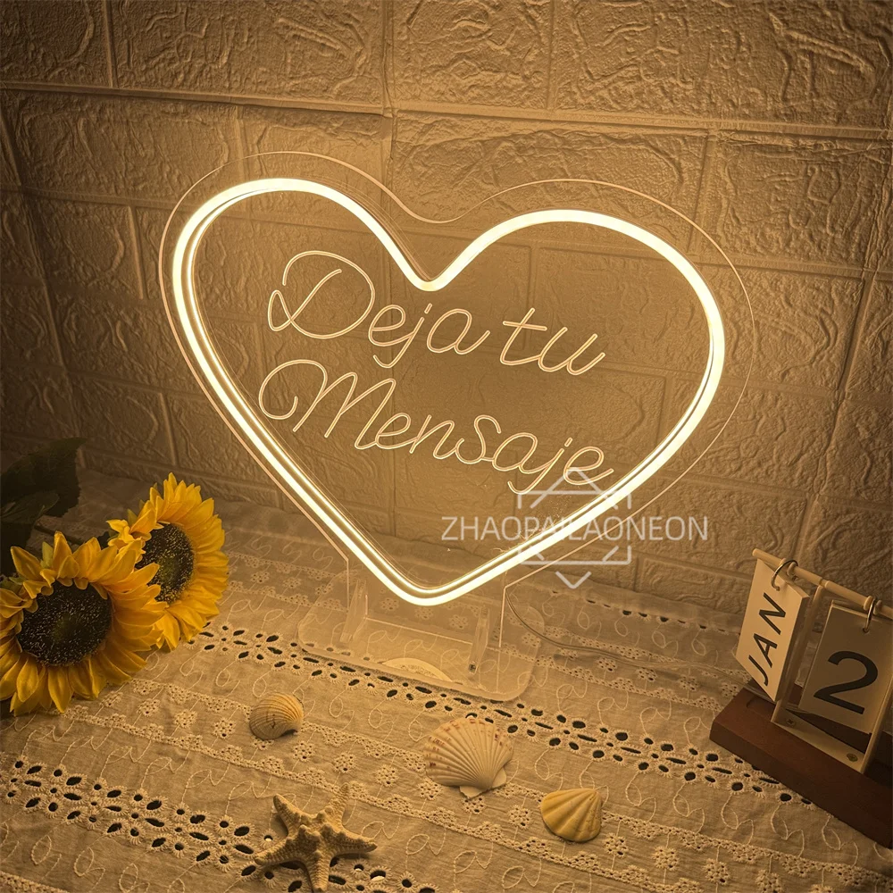 Leave A Message Neon Sign LED Spanish Dejar un mensaje Led Neon Light Coffee Bar Room Decor Sign Wedding Bedroom Decoration