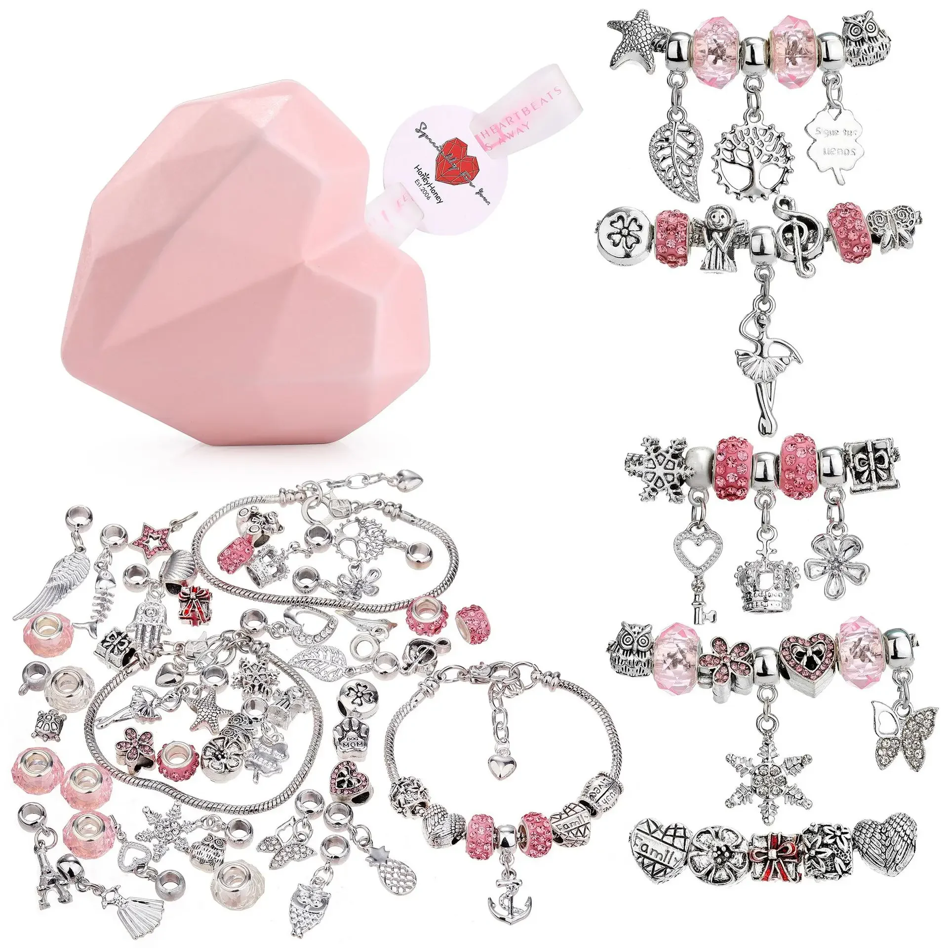 Mädchen DIY Schmuckherstellung Kit Einhorn Meerjungfrau Liebe Stern Charm Kit für Armband Halskette Herstellung Geburtstag Herstellung Zubehör Geschenk