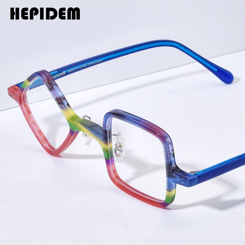 HEPIDEM Acetate Glasses Men 2025 New Retro Round Square Rhomboid Eyeglasses Frame Women Nerd Vintage Eyewear Spectacles 9386