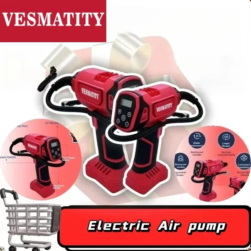 For Milwaukee 18V 20V Battery Pin Cordless Electric Air Pump Car Tire Automatic Inflator Handheld Air Compressor Rechargeable