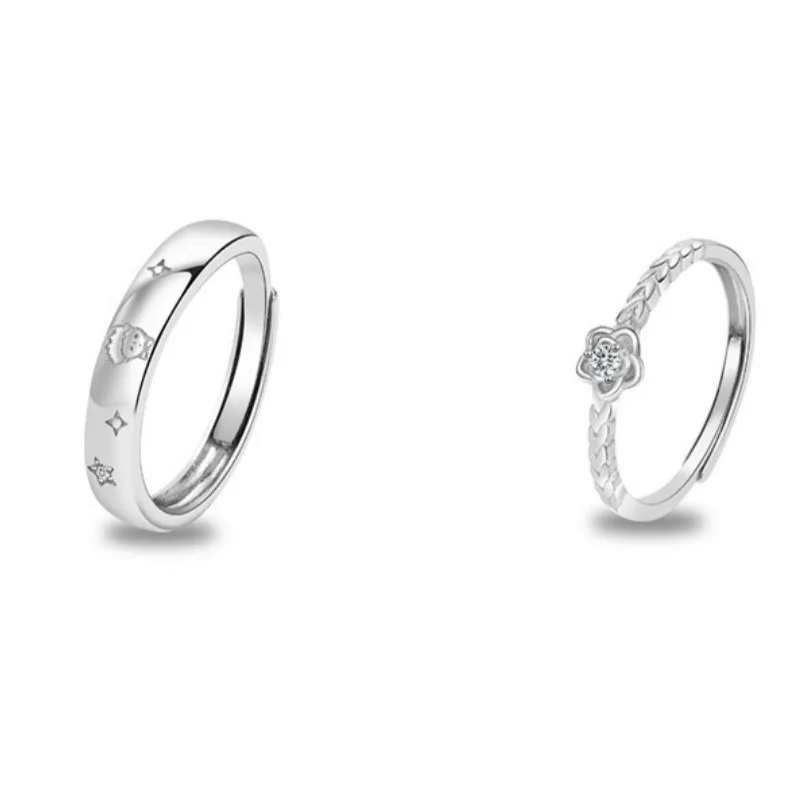Silver Color Prince Rose Couple Rings for Women Men New Trendy Forever Love Engagement Lovers Ring Valentine\'s Day Jewelry Gifts