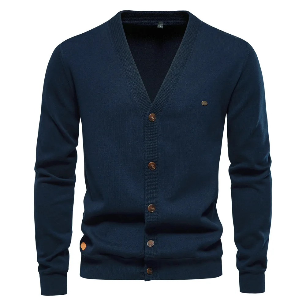 

Brand Men's Cotton Cardigan Sweater V Neck Button-up Casual Youth Knit Sweaters for Men