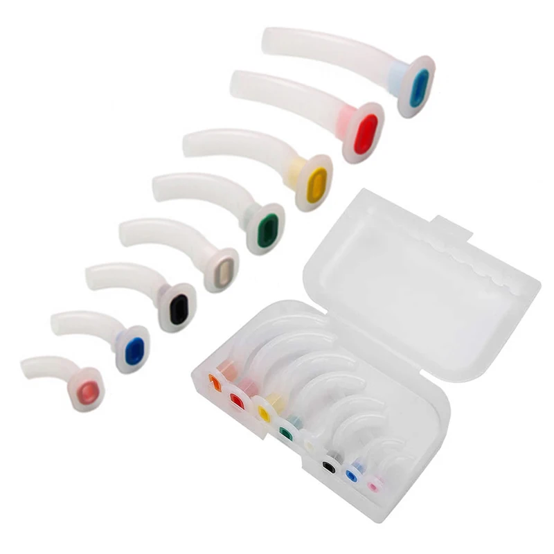 8PCS Disposable Medical Anesthesia Oral Airway Tube Oropharyngeal Gas Guide Throat Pipe for CPR First Aid Respiration C3