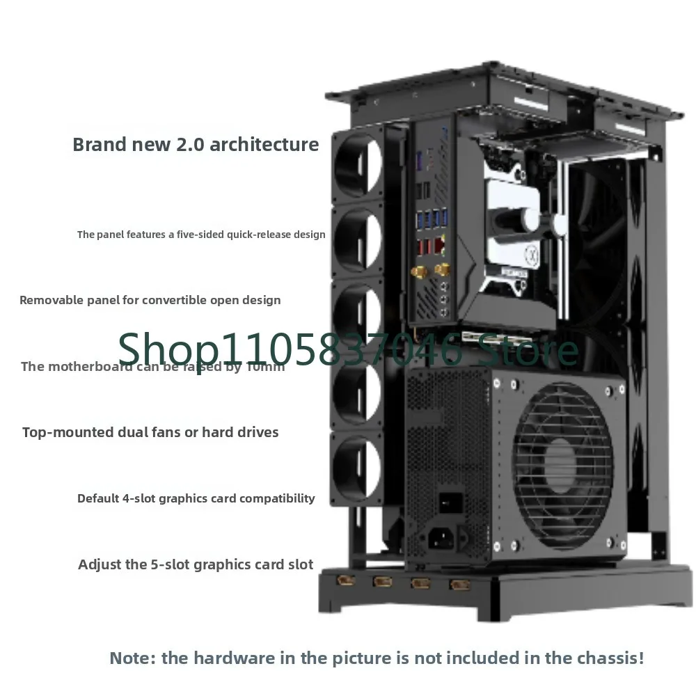 Chassis all aluminum vertical air duct 360 water-cooled ITX chassis vertical
