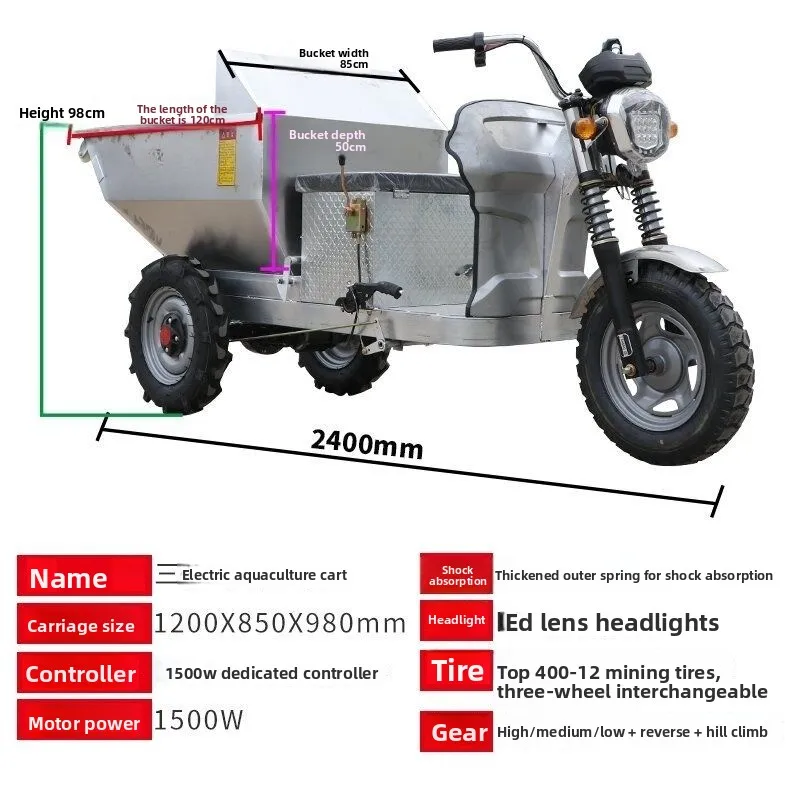 Stainless steel bucket dump truck for breeding, hand-turned dump household garbage truck