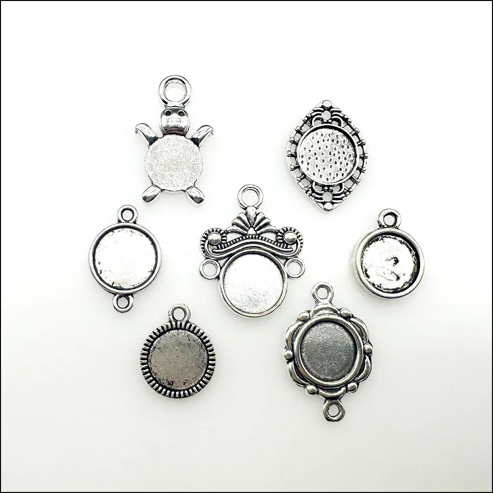 New Inside 10mm Picture Frame Retro Tibetan Silver Plated For Bracelets Charms Making Jewelry HCJBAB