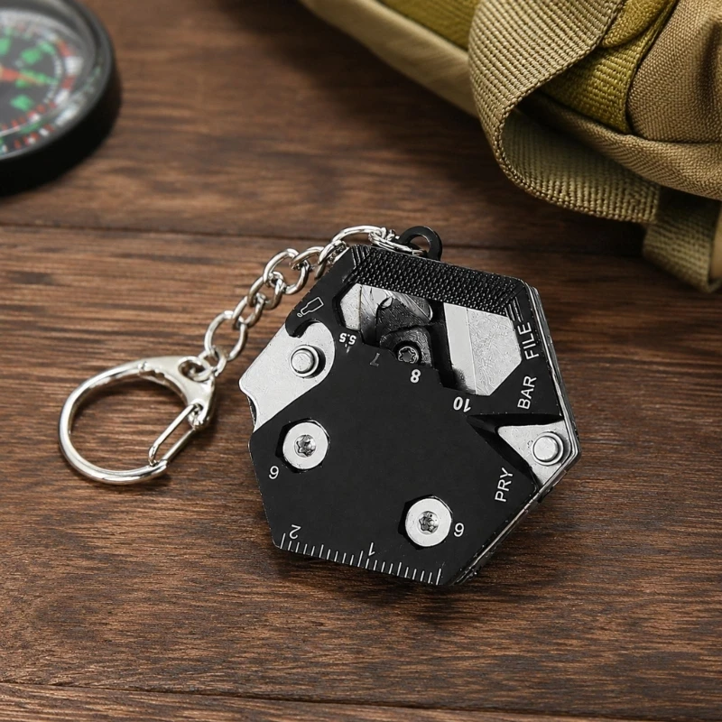 Mini Folding Utility Tool with Metal Construction, Folding Blade, Integrated Driver Bit, and Holder for Opening M4YD